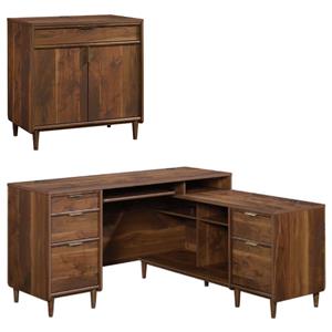 Home Square 2-Piece Set with L Shaped Computer Desk & Storage Cabinet