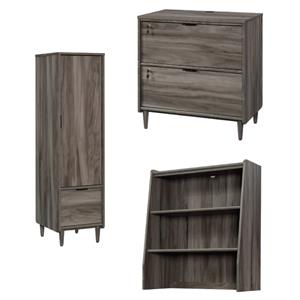 home square 3-piece set with lateral file cabinet hutch & narrow storage cabinet
