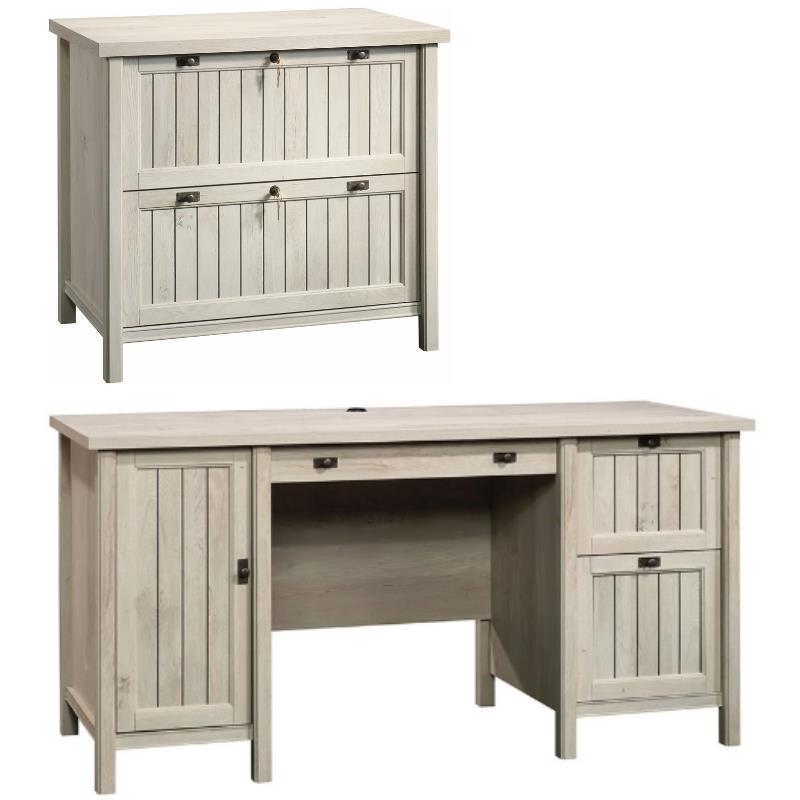 Home Square 2-Piece Set with Computer Desk and Lateral File Cabinet