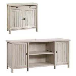 home square 2-piece set with credenza & accent chest in chalked chestnut