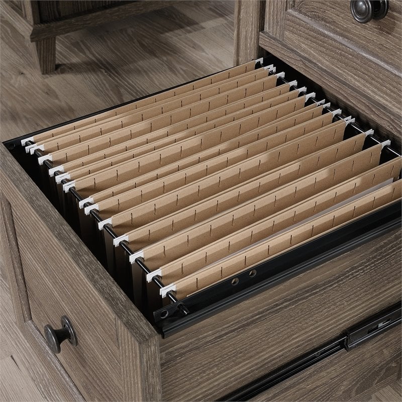 Home Square 2-Piece Set with Executive Desk & Lateral File Cabinet in Emery Oak