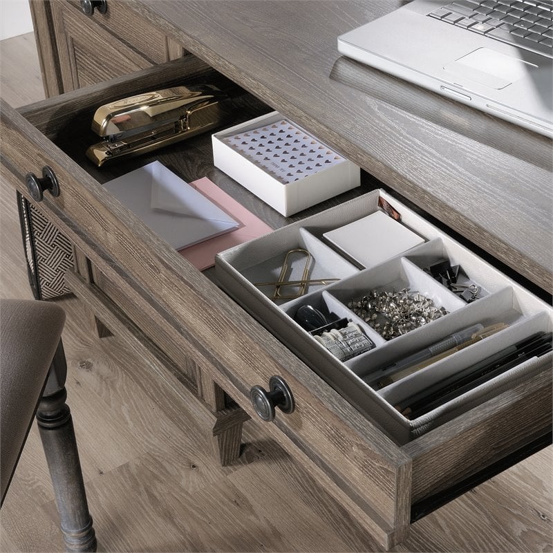 Home Square 2-Piece Set with Executive Desk & Lateral File Cabinet in Emery Oak