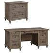 Home Square 2-Piece Set with Executive Desk & Lateral File Cabinet in Emery Oak