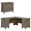 Home Square 2-Piece Set with L-Shape Computer Desk & Lateral File Cabinet