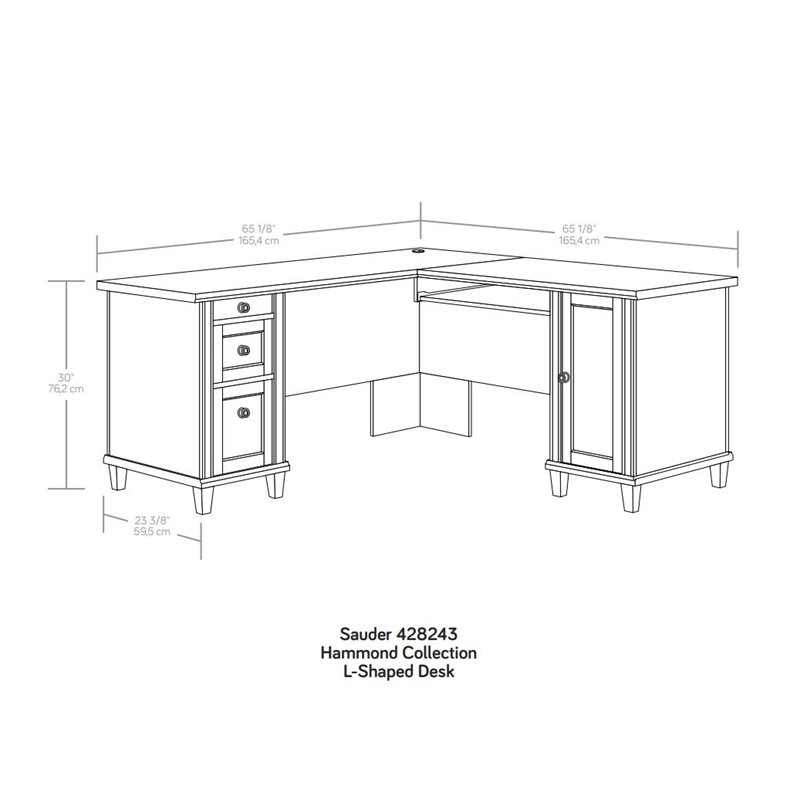 Home Square 2-Piece Set with L-Shaped Desk & Lateral File Cabinet in Chalk Oak