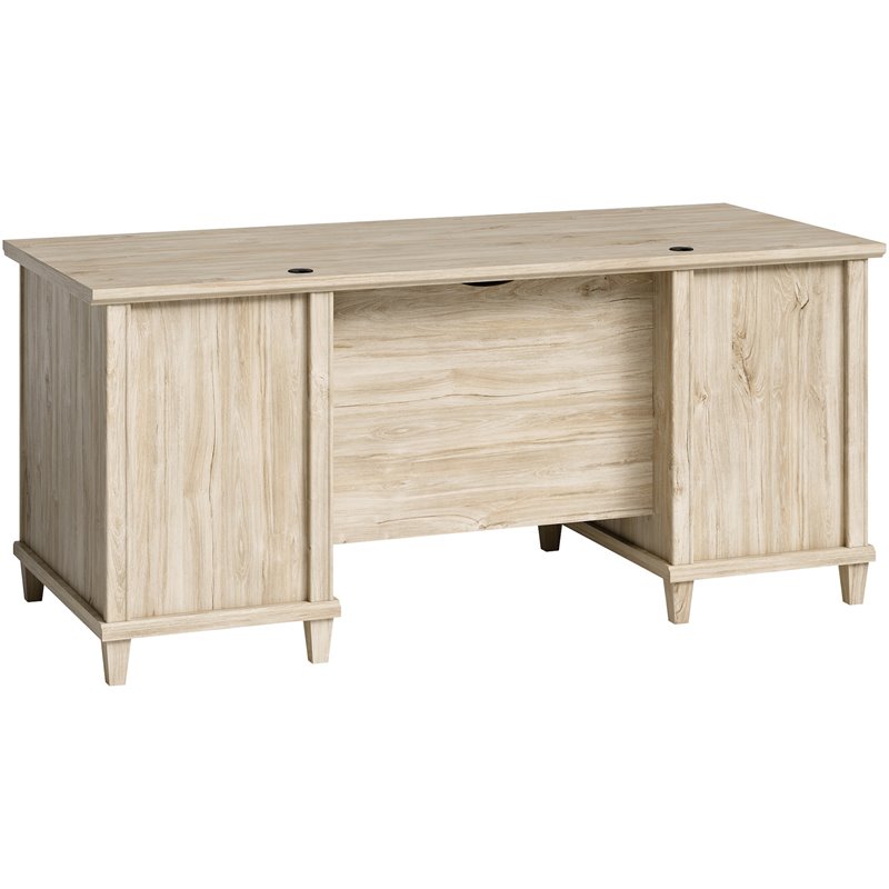 Home Square 2-Piece Set with Executive Desk & Lateral File Cabinet in Chalk Oak