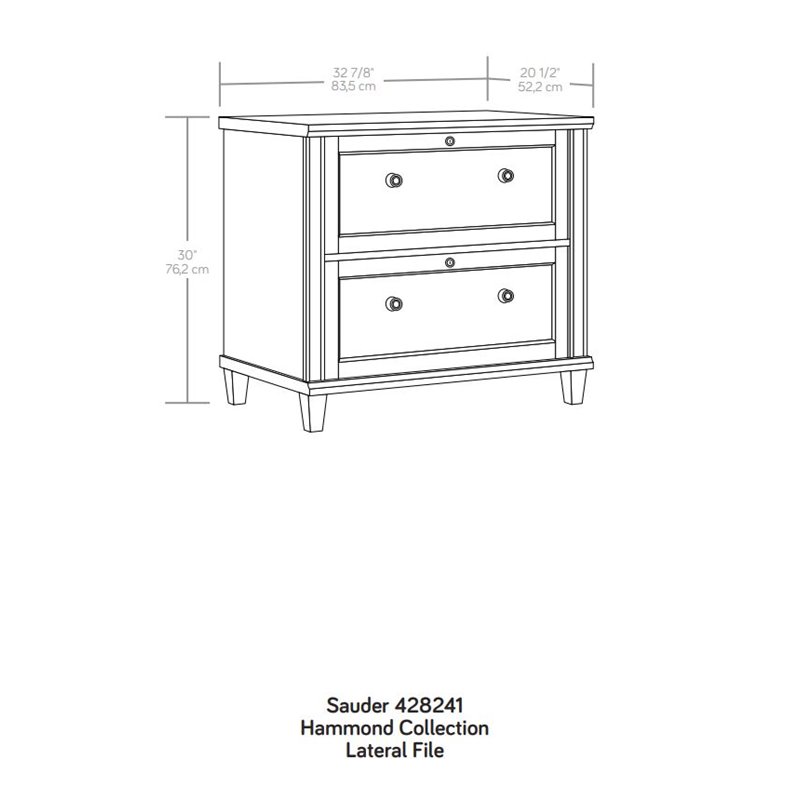 Home Square 2-Piece Set with Executive Desk & Lateral File Cabinet in Chalk Oak