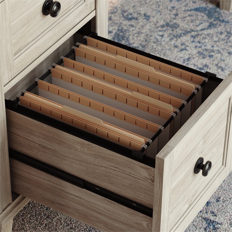 Home Square 2-Piece Set with Executive Desk & Lateral File Cabinet in Chalk Oak