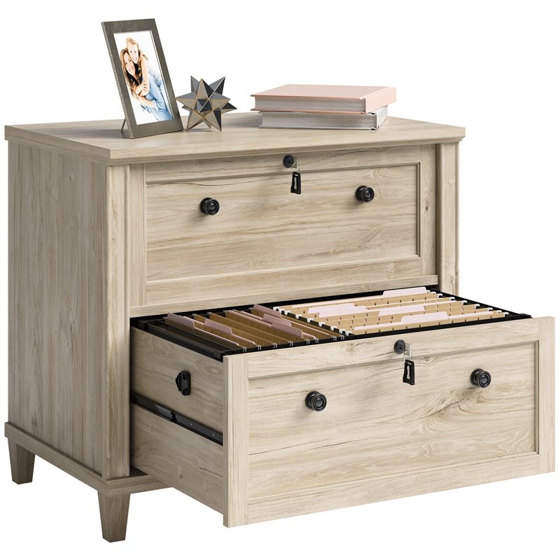 Home Square 2-Piece Set with Executive Desk & Lateral File Cabinet in Chalk Oak