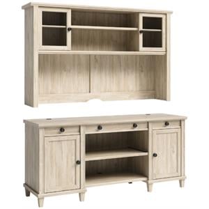 home square 2-piece set with credenza desk & hutch in chalked oak