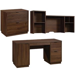 home square 3-piece set with computer desk & hutch & 2 drawer lateral file