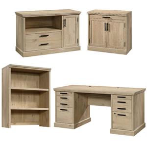 home square 4-piece set with executive desk hutch storage stand & filing cabinet
