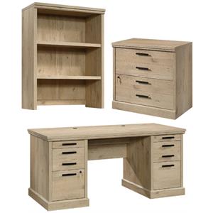 home square 3-piece set with executive desk & hutch & lateral file cabinet