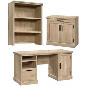 home square 3-piece set with computer desk library hutch & base storage stand