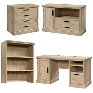 home square 4-piece set with desk library hutch lateral file & filing cabinet