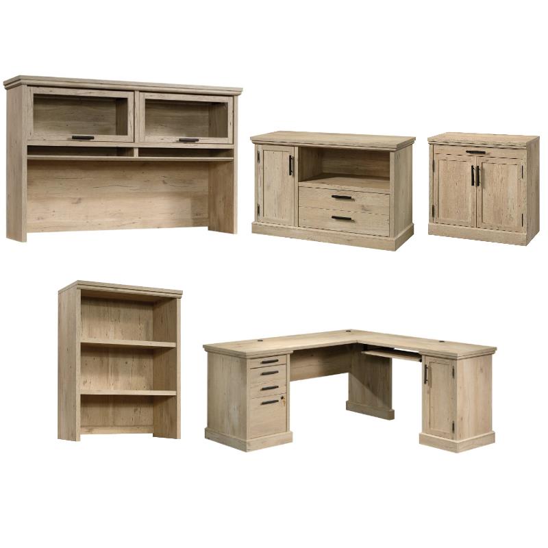 Shop our Prime Oak L-Shaped Desk with Storage by Sauder, 427163