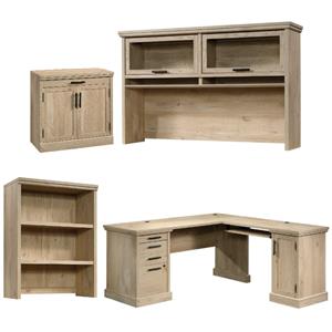 home square 4-piece set with desk large hutch library hutch & base storage stand