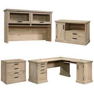 home square 4-piece set with desk large hutch lateral file & filing cabinet
