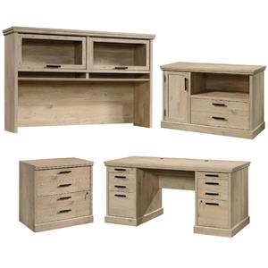 home square 4-piece set with executive desk large hutch & 2 filing cabinets