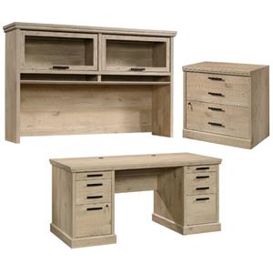 home square 3-piece set with executive desk lateral file cabinet & large hutch