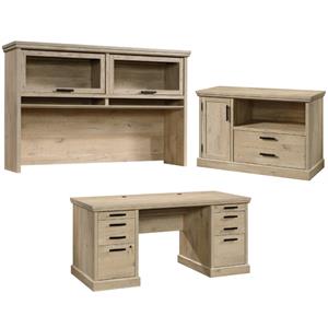 home square 3-piece set with executive desk large hutch & filing cabinet