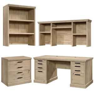 home square 4-piece set with executive desk lateral file cabinet & 2 hutches