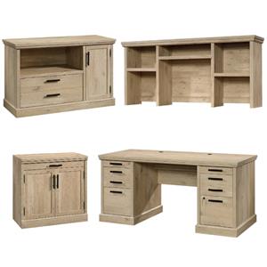 home square 4-piece set with executive desk filing cabinet storage stand & hutch