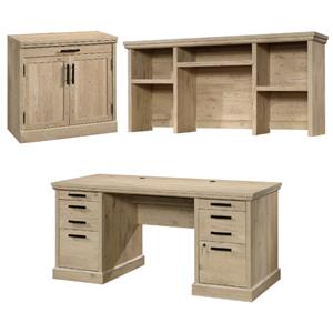 home square 3-piece set with executive desk computer hutch & base storage stand