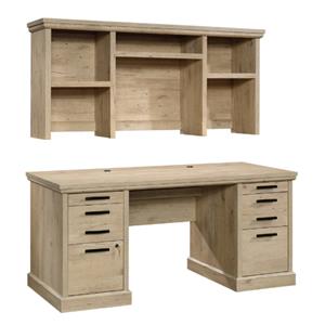 home square 2-piece set with executive desk & computer hutch in prime oak