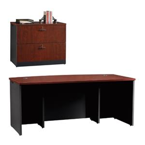 home square 2-piece set with file cabinet & executive desk in classic cherry