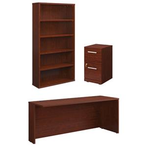 home square 3-piece set with desk shell 2-drawers file cabinet & bookcase