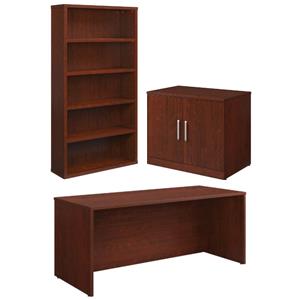 home square 3-piece set with desk shell storage cabinet with doors & bookcase