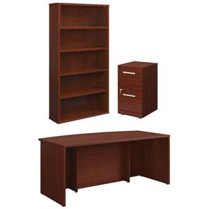 home square 3-piece set with executive desk 2-drawers file cabinet & bookcase