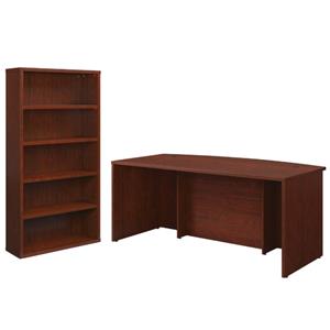 home square 2-piece set with executive desk & 5-shelf bookcase in classic cherry