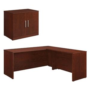 home square 2-piece set with desk and storage cabinet in classic cherry