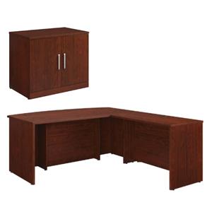 home square 2-piece set with bowfront return desk & storage cabinet with doors