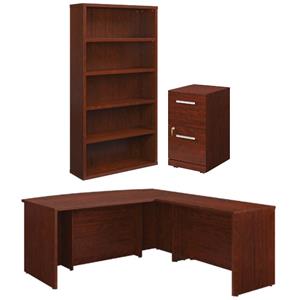 home square 3-piece set with bowfront return desk & file cabinet & bookcase