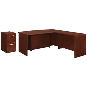 home square 2-piece set with bowfront return desk & 2-drawers file cabinet