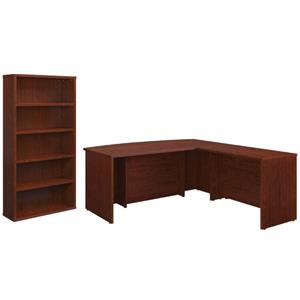 home square 2-piece set with bowfront return desk & 5-shelf bookcase