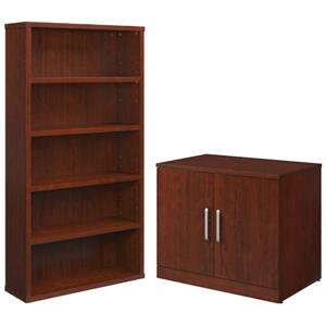home square 2-piece set with storage cabinet and bookcase in classic cherry