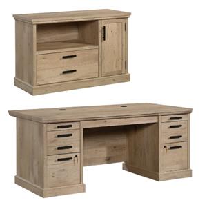 home square 2-piece set with executive desk & small filing cabinet credenza