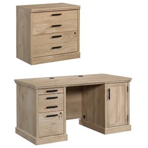 home square 2-piece set with double pedestal desk & lateral file cabinet