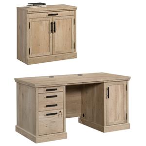 home square 2-piece set with double pedestal desk & utility stand library base