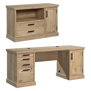 home square 2-piece set with space credenza desk & small filing cabinet credenza