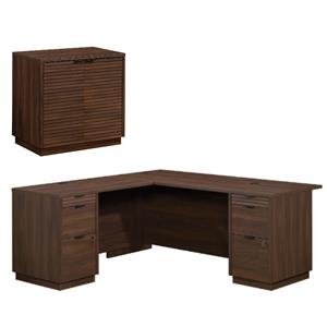 home square 2-piece set with l-shaped computer desk & stand libary base