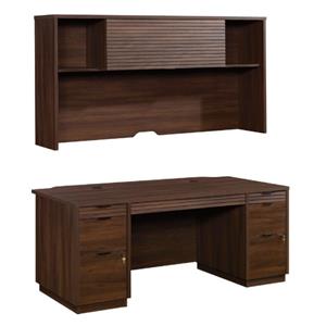 home square 2-piece set with excutive desk & hutch in spiced mahogany