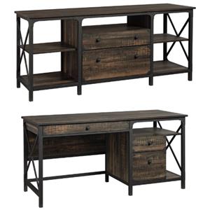 home square 2-piece set with computer desk and large storage credenza