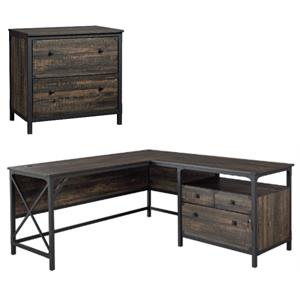 Home Square 2-Piece Set with L-Shaped Desk & Lateral File in Carbon Oak