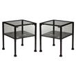 Home Square Glass Display End Table in Black - Set of 2