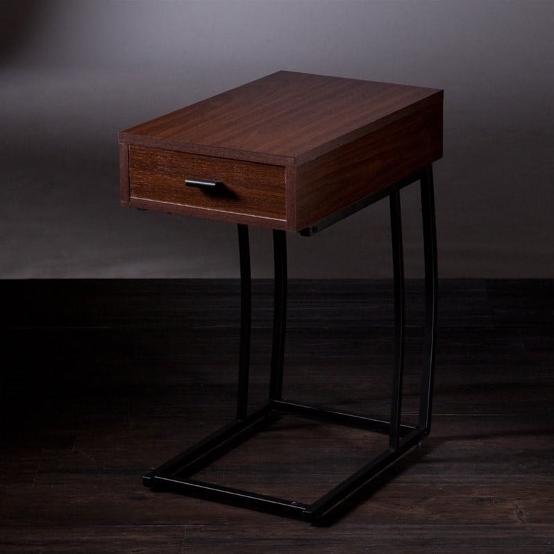 Home Square Side Table with Power and USB in Walnut - Set of 2